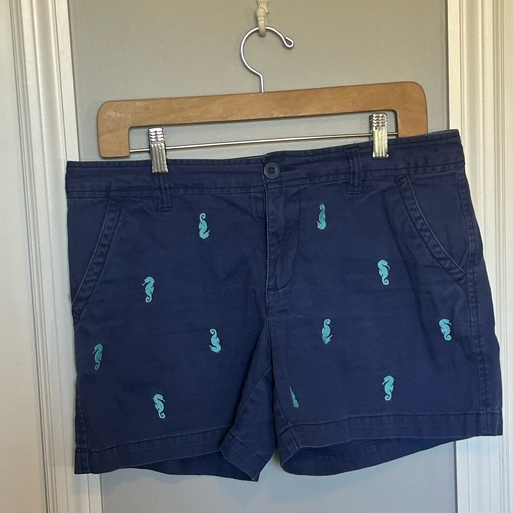 G.H.Bass Navy Blue Seahorse Print Women's Shorts